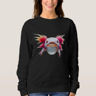 Axolotl Drinking Coffee Funny Cute Sweatshirt