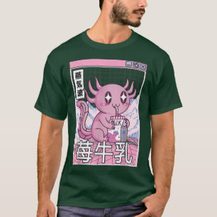 Axolotl Drinks Erdbeermilch Japan Otaku Anime T-Shirt