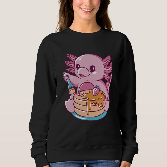 Axolotl Eating Pancakes Cute Sweatshirt (Vorderseite)