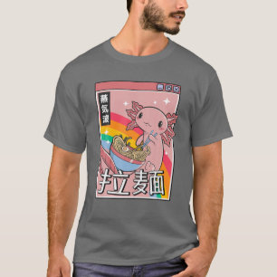 Axolotl Eating Ramen Japan Style 80er Otaku Vaporw T-Shirt