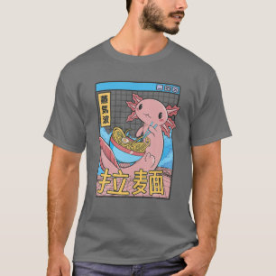 Axolotl Eating Ramen Japan Style 80er Otaku Vaporw T-Shirt