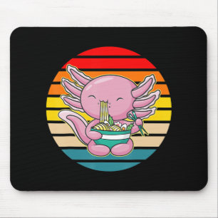 Axolotl Eating Ramen Kawaii Anime Japanese Food Ki Mousepad