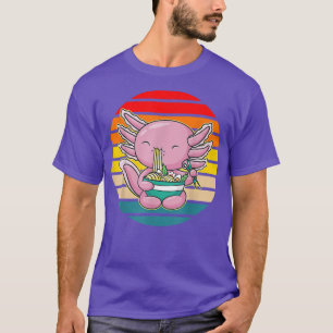 Axolotl Eating Ramen Kawaii Anime Japanese Food Ki T-Shirt