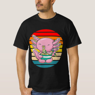 Axolotl Eating Ramen Kawaii Anime Japanese Food Ki T-Shirt