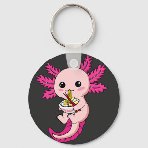 Axolotl Eating Ramen Noodles Kawaii Anime Button Schlüsselanhänger