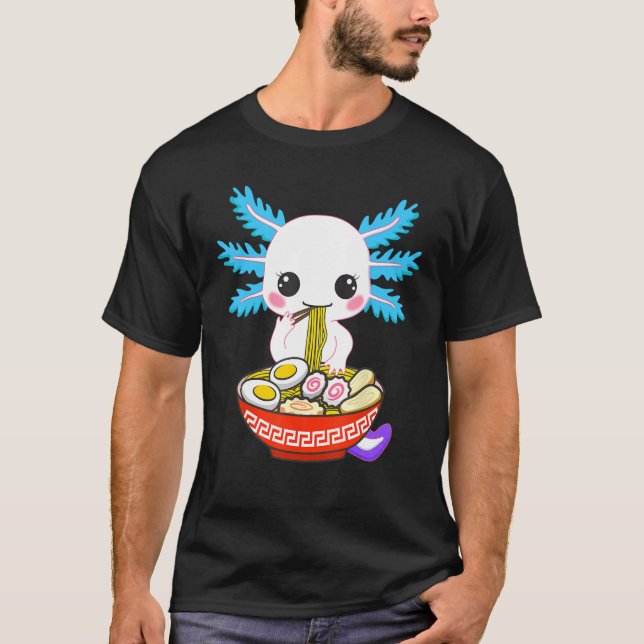 Axolotl Eating Ramen Noodles Kindermädchen T-Shirt (Vorderseite)