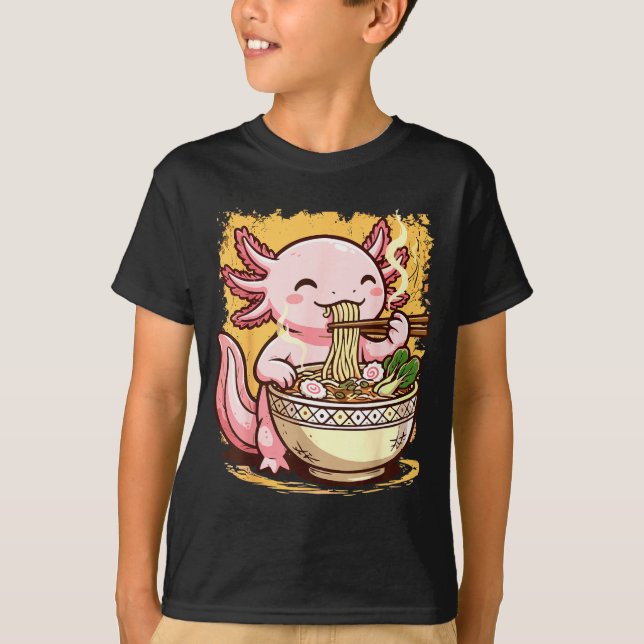Axolotl Eating Ramen Noodles  T-Shirt (Vorderseite)