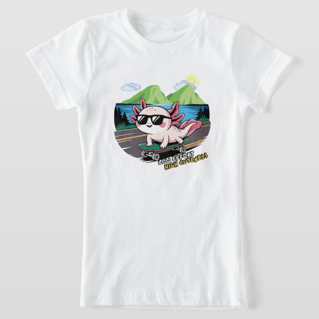Axolotl fährt Skateboard T-Shirt (Ablage )