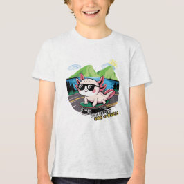 Axolotl fährt Skateboard Tri-Blend Shirt