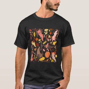 Axolotl-Fisch Herbst Autumn Halloween-Tiermuster T-Shirt