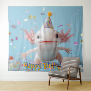 Axolotl-Fisch-Party-Hintergrund Fotowand Kunst Ban Wandteppich