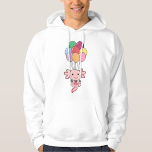 Axolotl fliegt mit farbenfrohen Balloons auf. Hoodie