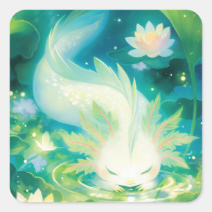 Axolotl Florale Oase Quadratischer Aufkleber