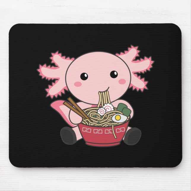 Axolotl Food Ramen Japanese Food Kawaii Animals Po Mousepad (Vorne)