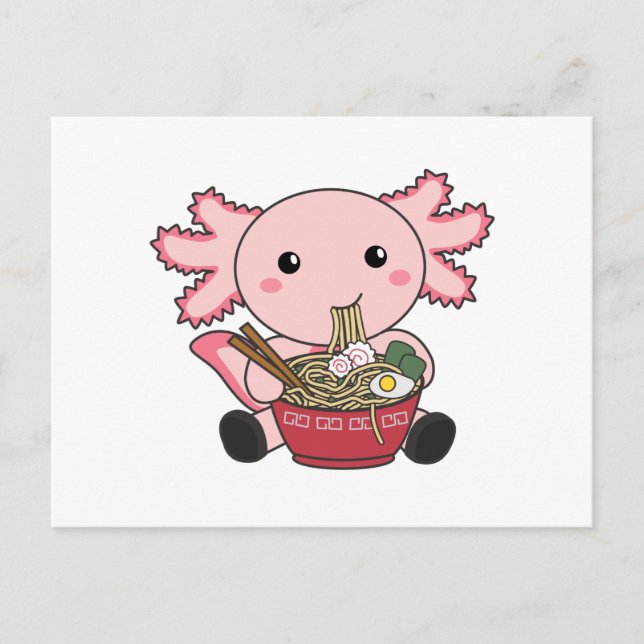 Axolotl Food Ramen Japanese Food Kawaii Animals Po Postkarte (Vorderseite)