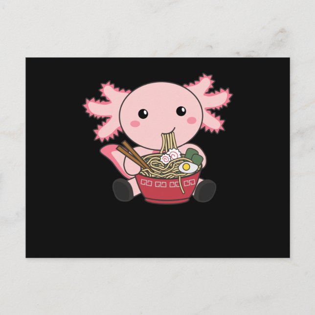 Axolotl Food Ramen Japanisch Food Kawaii Tiere Postkarte (Vorderseite)