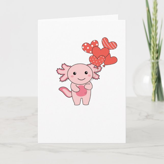 Axolotl For Valentine's Day Cute Animals With Karte (Vorderseite)