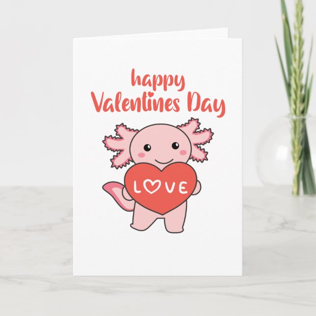 Axolotl For Valentine's Day Cute Animals With Karte (Vorderseite)