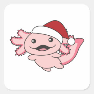 Axolotl Frohe Weihnachten Winter Axolotl Square St Quadratischer Aufkleber