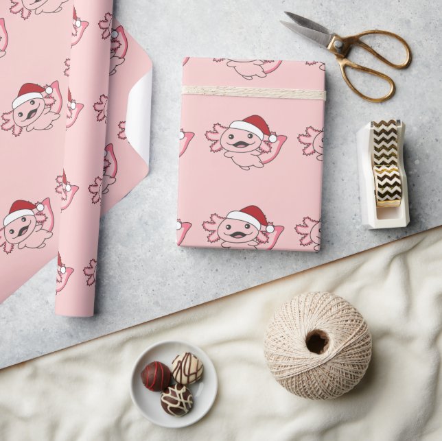 Axolotl Frohe Weihnachten Winter Axolotl Wrapping  Geschenkpapier (Kunsthandwerk)