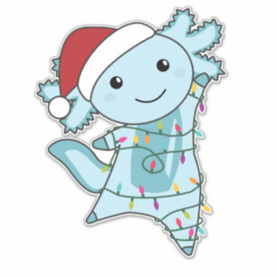 Axolotl Frohe Weihnachts Wintertiere Axolotls Aufkleber
