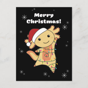 Axolotl Frohe Weihnachts Wintertiere Axolotls Feiertagspostkarte