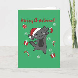 Axolotl Frohe Weihnachts Wintertiere Axolotls Karte