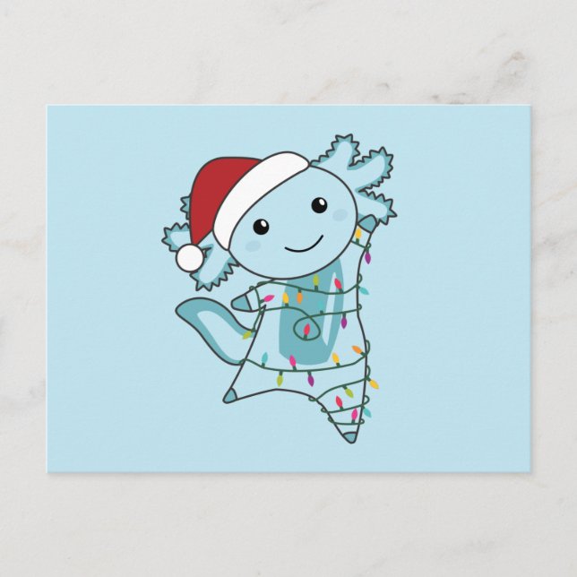 Axolotl Frohe Weihnachts Wintertiere Axolotls Po Postkarte (Vorderseite)