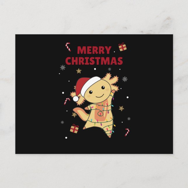 Axolotl Frohe Weihnachts Wintertiere Axolotls Postkarte (Vorderseite)