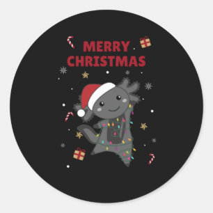 Axolotl Frohe Weihnachts Wintertiere Axolotls Runder Aufkleber