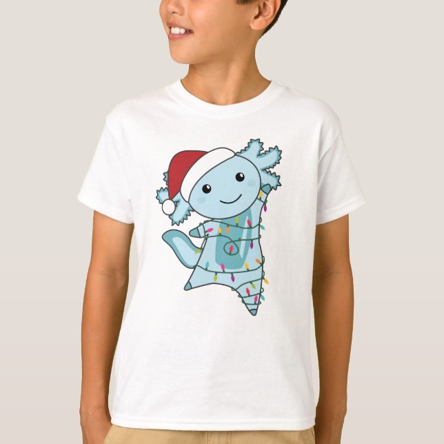 Axolotl Frohe Weihnachts Wintertiere Axolotls T-Shirt (Vorderseite)