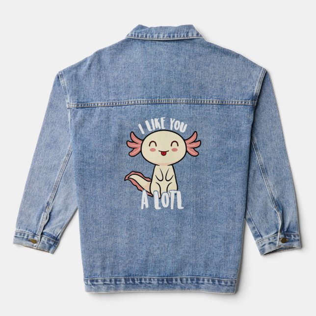 Axolotl für Teens Kids Niedlich ich mag Sie Alotl Jeansjacke (Rückseite)