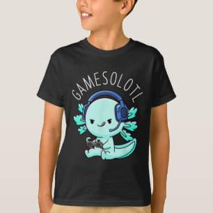 Axolotl Gamer Anime Gifts Kawaii Boys Girls T-Shirt