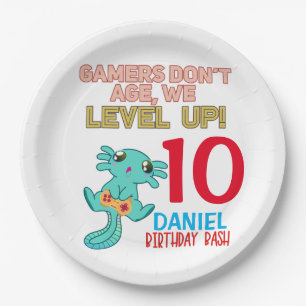 Axolotl Gamer Birthday Boy Video Game Party  Pappteller
