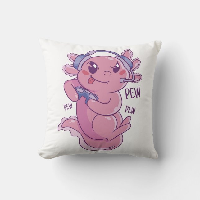 Axolotl Gamer Challenge Blast Kissen (Vorderseite)