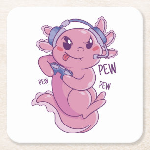 Axolotl-Gamer-Herausforderungs-Explosion Rechteckiger Pappuntersetzer