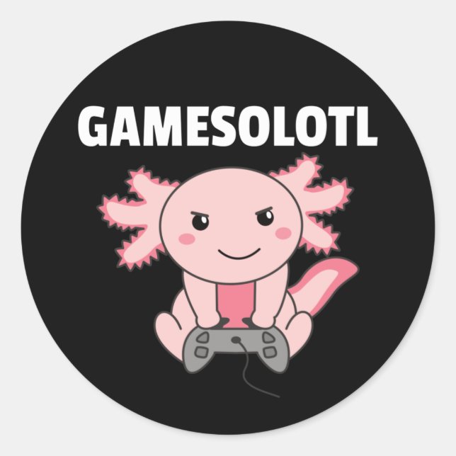 Axolotl Gamesolotl Niedlicher Tiere für Gamer Clas Runder Aufkleber (Vorderseite)