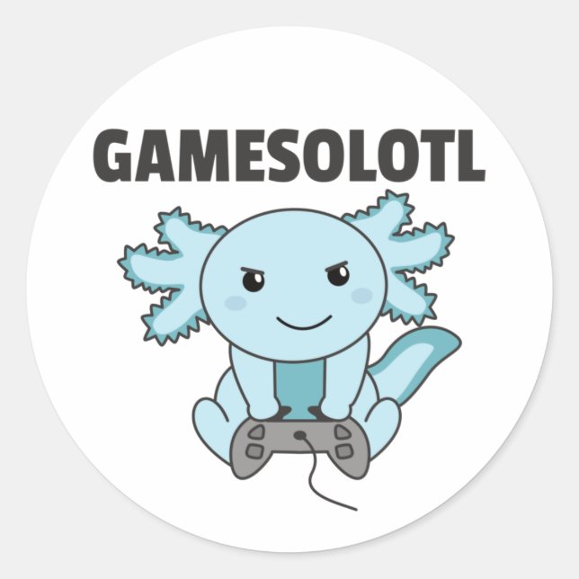 Axolotl Gamesolotl Niedlicher Tiere für Gamer Clas Runder Aufkleber (Vorderseite)