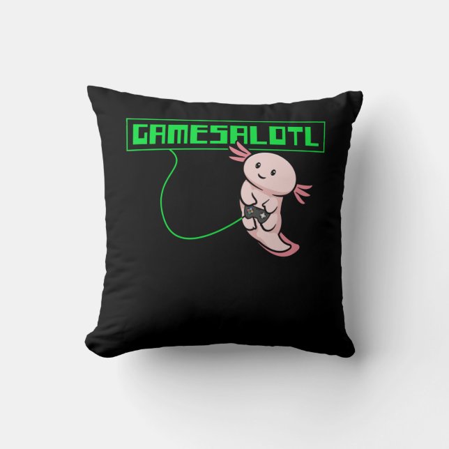 Axolotl Gaming Gamesalotl Kawaii Kissen (Vorderseite)