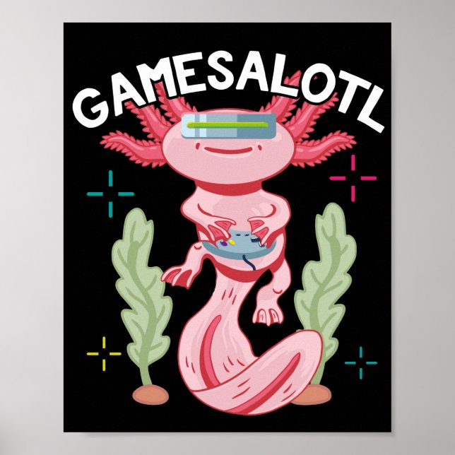 Axolotl Gaming Gamesalotl Kawaii Poster (Vorne)