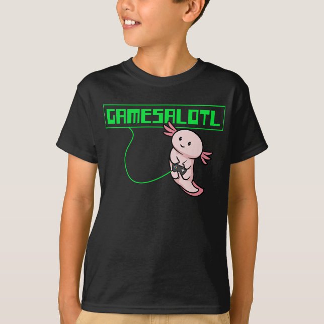 Axolotl Gaming Gamesalotl Kawaii T-Shirt (Vorderseite)
