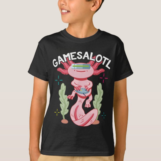 Axolotl Gaming Gamesalotl Kawaii T-Shirt (Vorderseite)