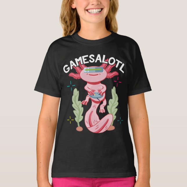 Axolotl Gaming Gamesalotl Kawaii T-Shirt (Vorderseite)