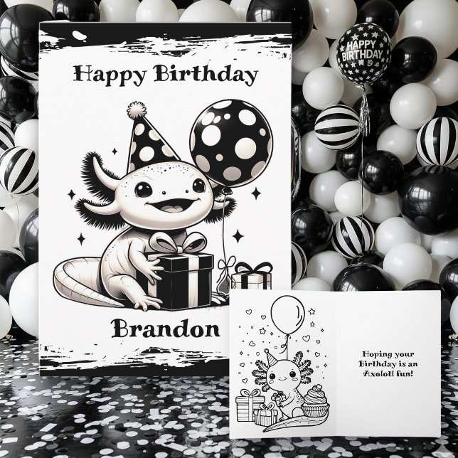 Axolotl Geburtstag mit Farbseite Karte (Von Creator hochgeladen)