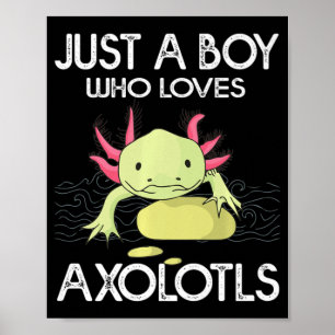 Axolotl Gift Anime Japanese Just A Boy Who Loves A Poster