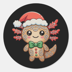 Axolotl Gingerbrot WeihnachtsWeihnachtsWeihnachtsl Runder Aufkleber