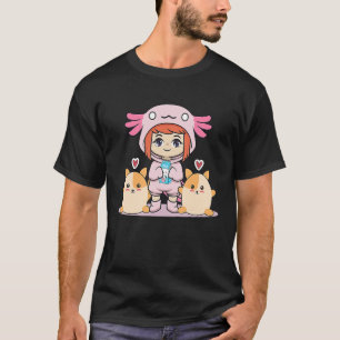 Axolotl girl mit Milch und Hamster T-Shirt