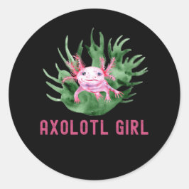 Axolotl Girl, Niedlicher Funny Axolotl Lover Runder Aufkleber