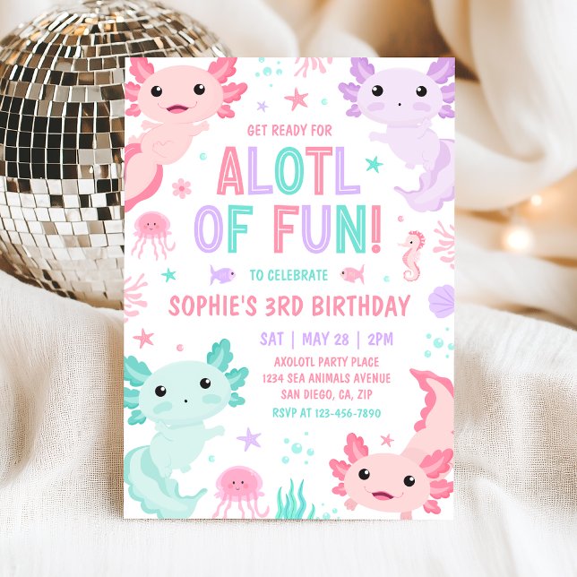 Axolotl Girl Party Alotl Fun Birthday Invitation Einladung (Von Creator hochgeladen)