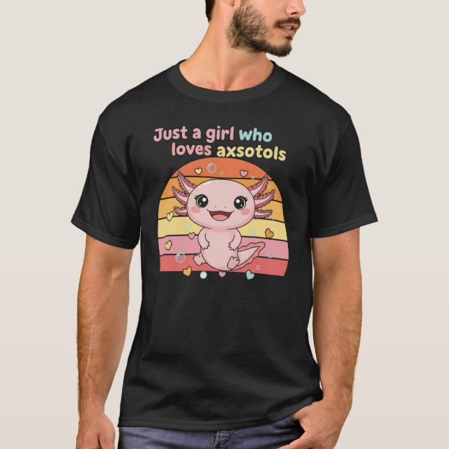 Axolotl Girl Retro Cute Design T-Shirt (Vorderseite)